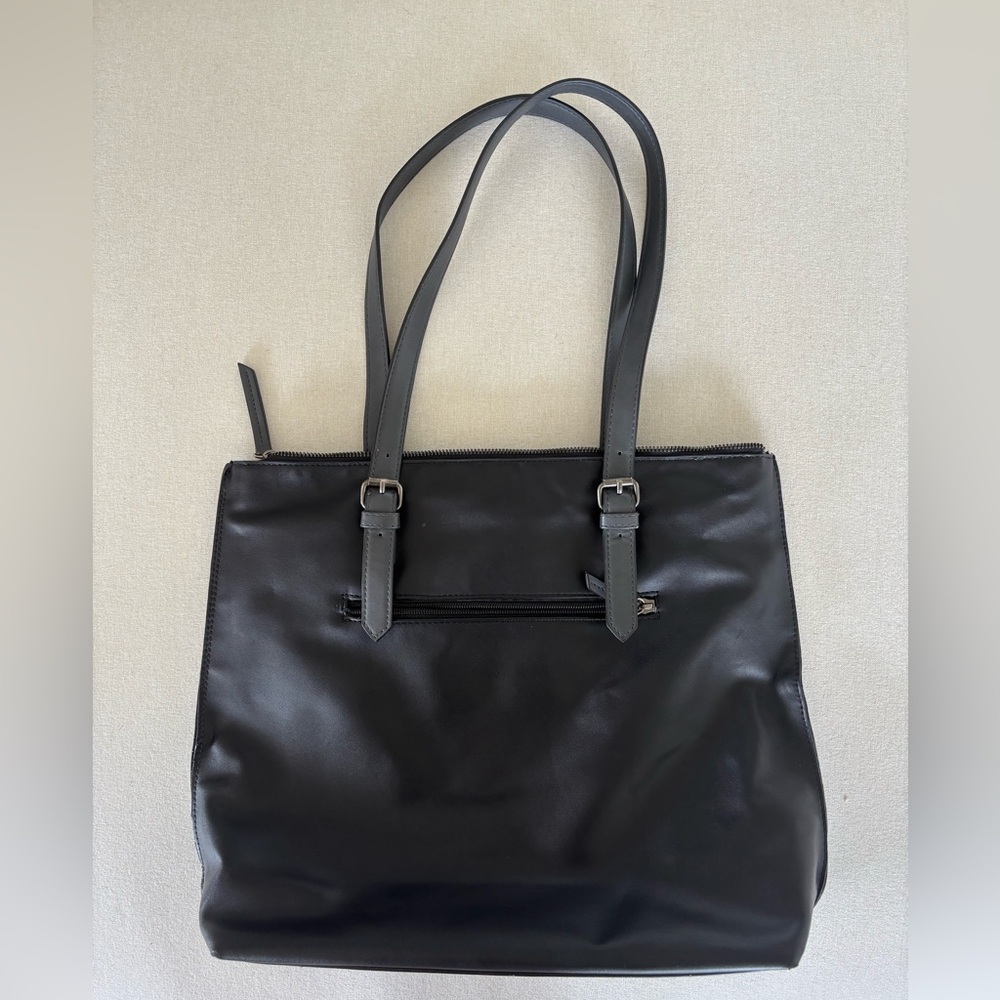 Roots 73 leather tote handbag black grey - Picture 1 of 11